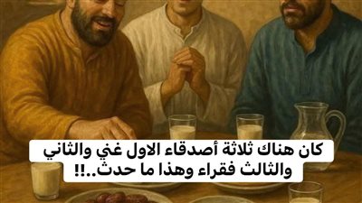 كان هناك ثلاثة أصدقاء الأول غني والثاني والثالث فقراء